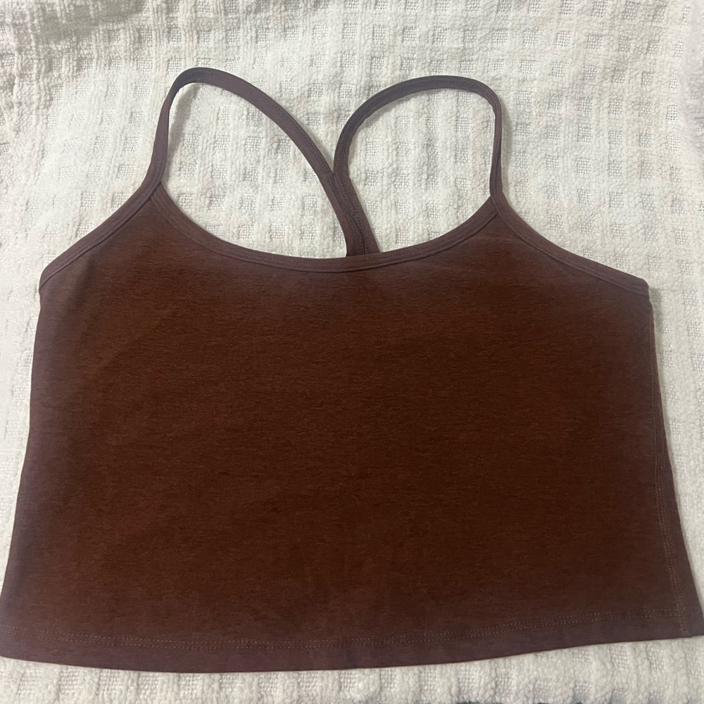 Beyond Yoga chestnut brown spacedye racerback cropped tank large euc